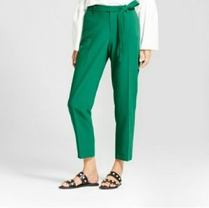 Women's Straight Leg Tie Waist Crepe Pants